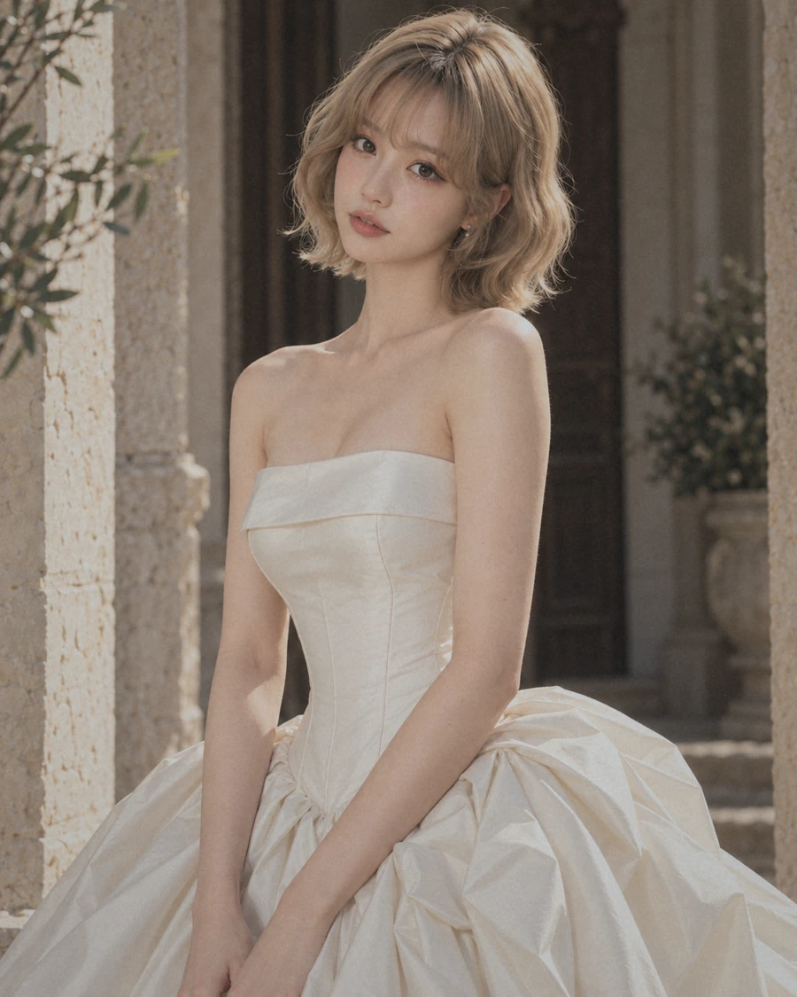 빈티지 톤의 신부 인물 사진
