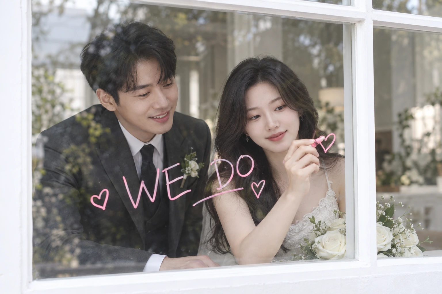 다 쓴 글씨뿐 아니라 마지막 하트를 쓰는 동작도 한 장면이 됩니다.